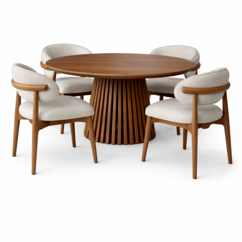 طاولة خشبية مع كراسي